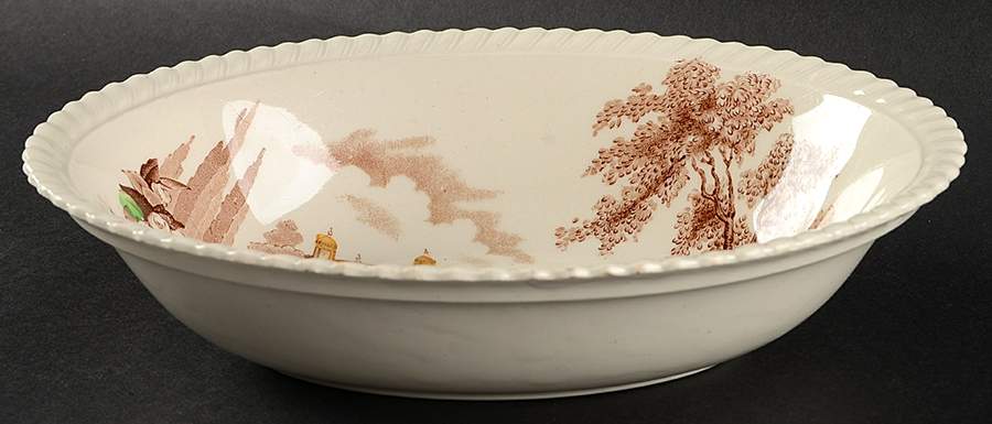 Castle On The Lake Brown Multicolor 9" Oval Vegetable Bowl by Johnson Brothers-1