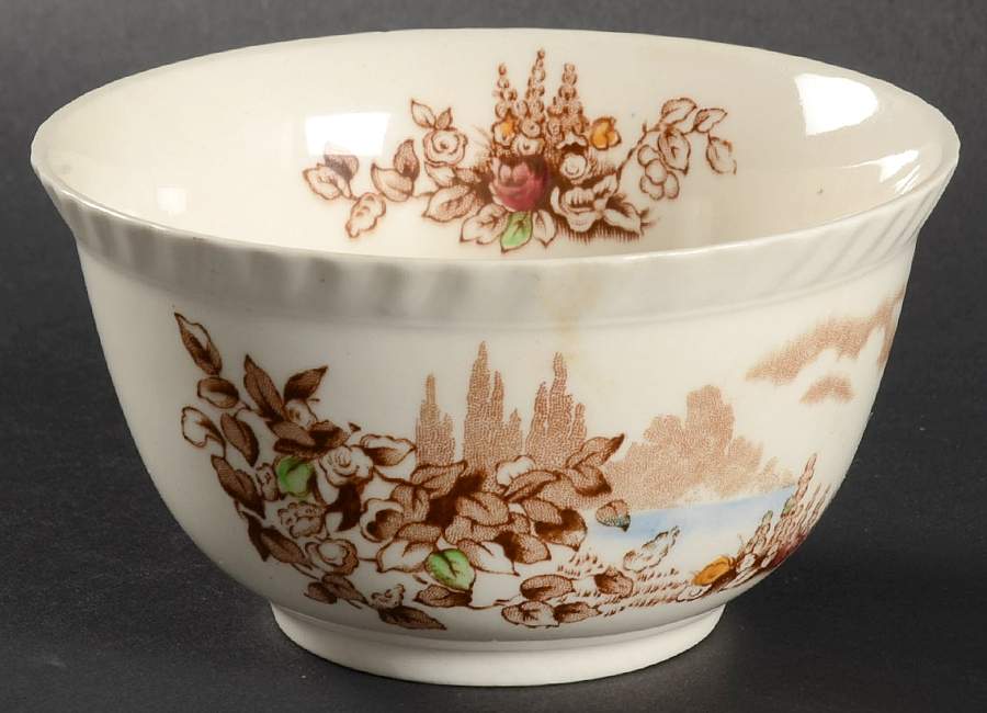 Castle On The Lake Brown Multicolor Cranberry Bowl by Johnson Brothers-1