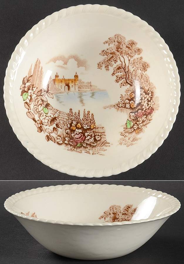 Castle On The Lake Brown Multicolor Coupe Cereal Bowl by Johnson Brothers-1