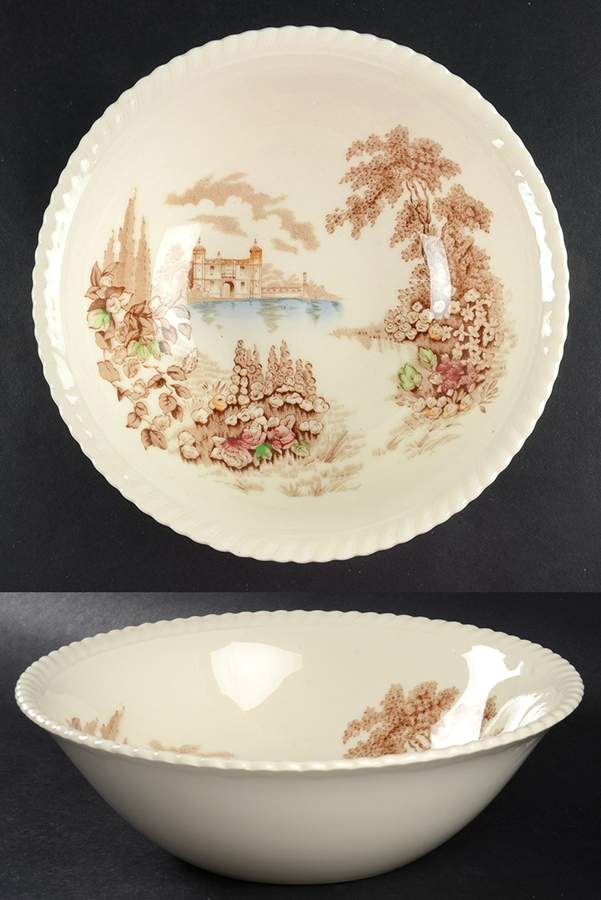 Castle On The Lake Brown Multicolor 8" Round Vegetable Bowl by Johnson Brothers-1