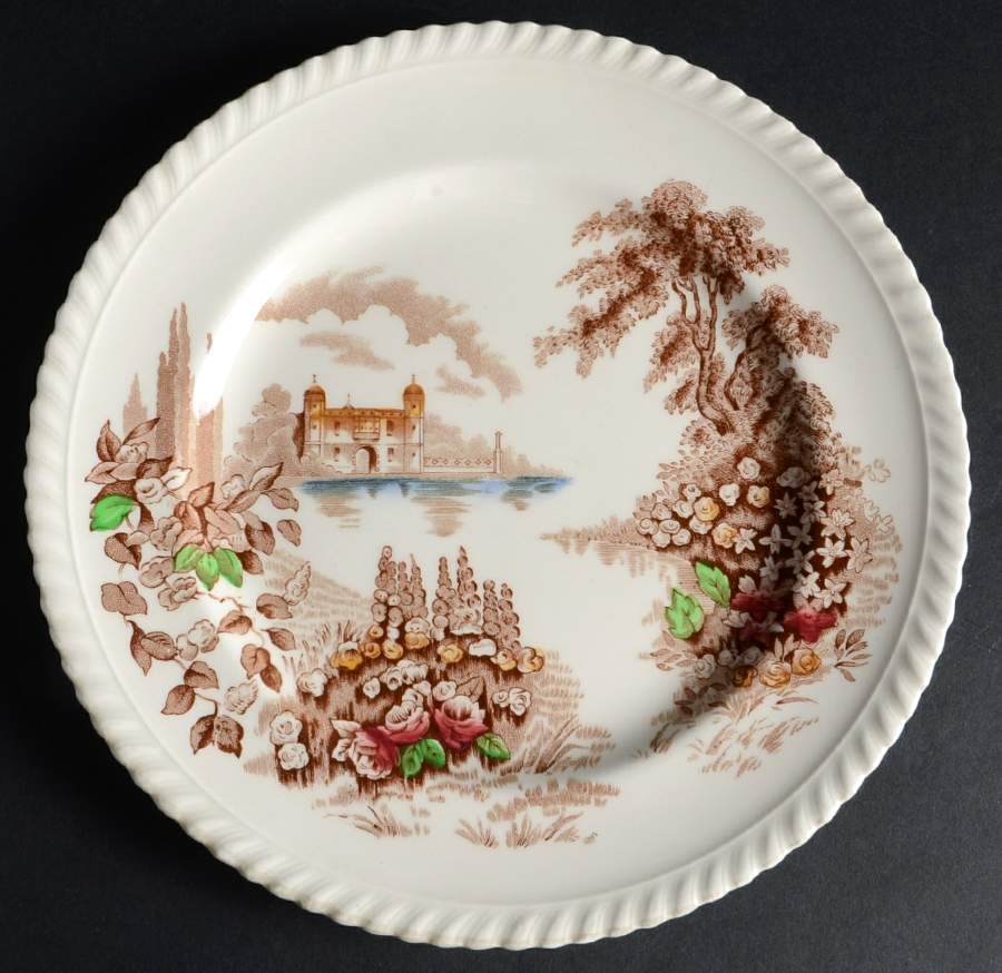 Castle On The Lake Brown Multicolor Luncheon Plate by Johnson Brothers-1