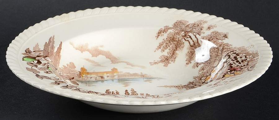 Castle On The Lake Brown Multicolor Rim Soup Bowl by Johnson Brothers-1