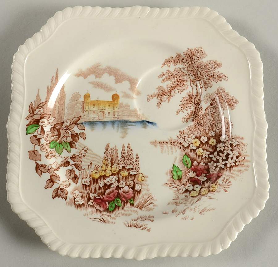 Castle On The Lake Brown Multicolor Snack Plate by Johnson Brothers-1
