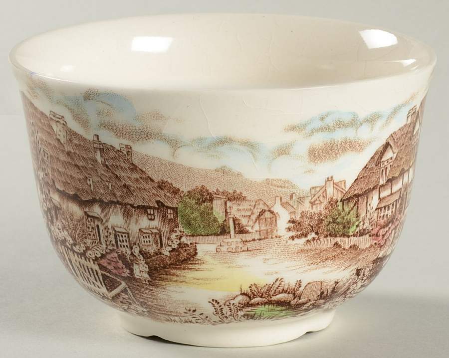 Castle On The Lake Brown Multicolor Cranberry Bowl by Johnson Brothers-1