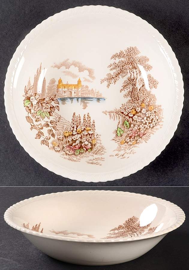 Castle On The Lake Brown Multicolor Coupe Soup Bowl by Johnson Brothers-1