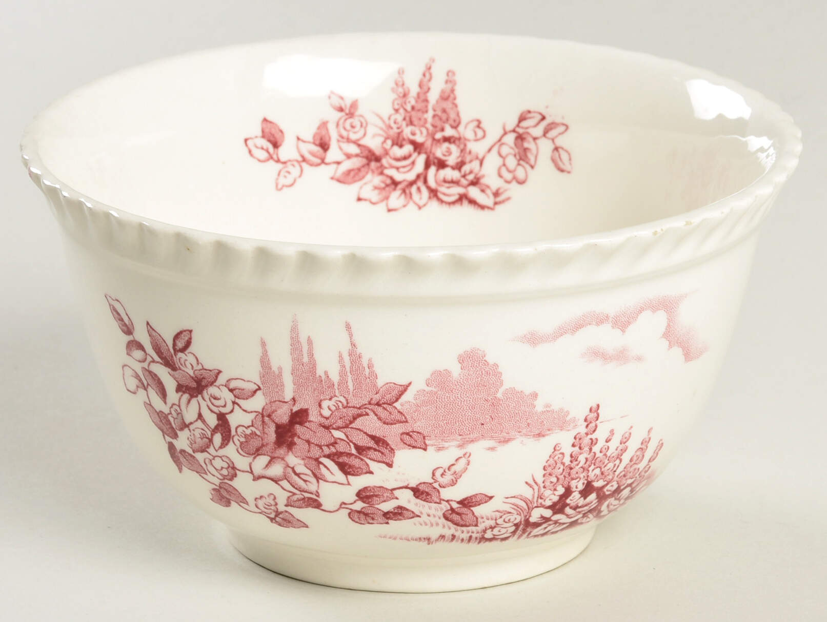 Castle On The Lake Pink Red Cranberry Bowl by Johnson Brothers-1