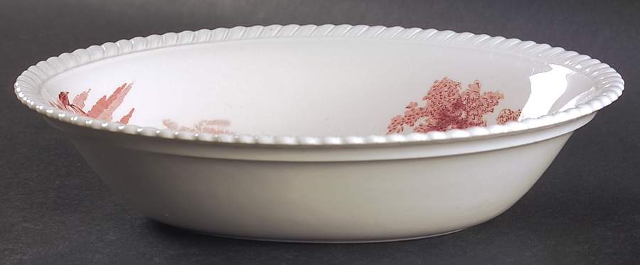 Castle On The Lake Pink Red 9" Oval Vegetable Bowl by Johnson Brothers-1