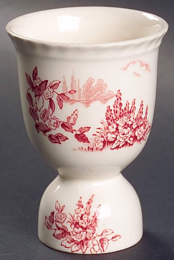 Castle On The Lake Pink Red Double Egg Cup by Johnson Brothers-1