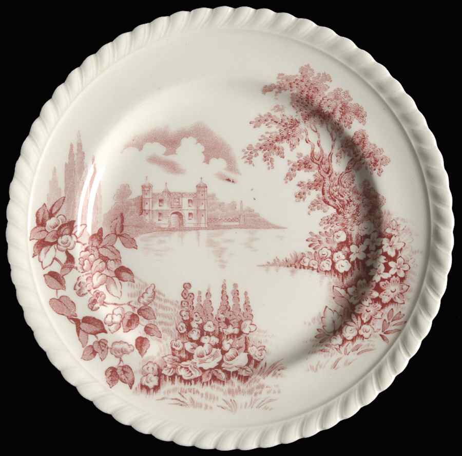 Castle On The Lake Pink Red Bread & Butter Plate by Johnson Brothers-1