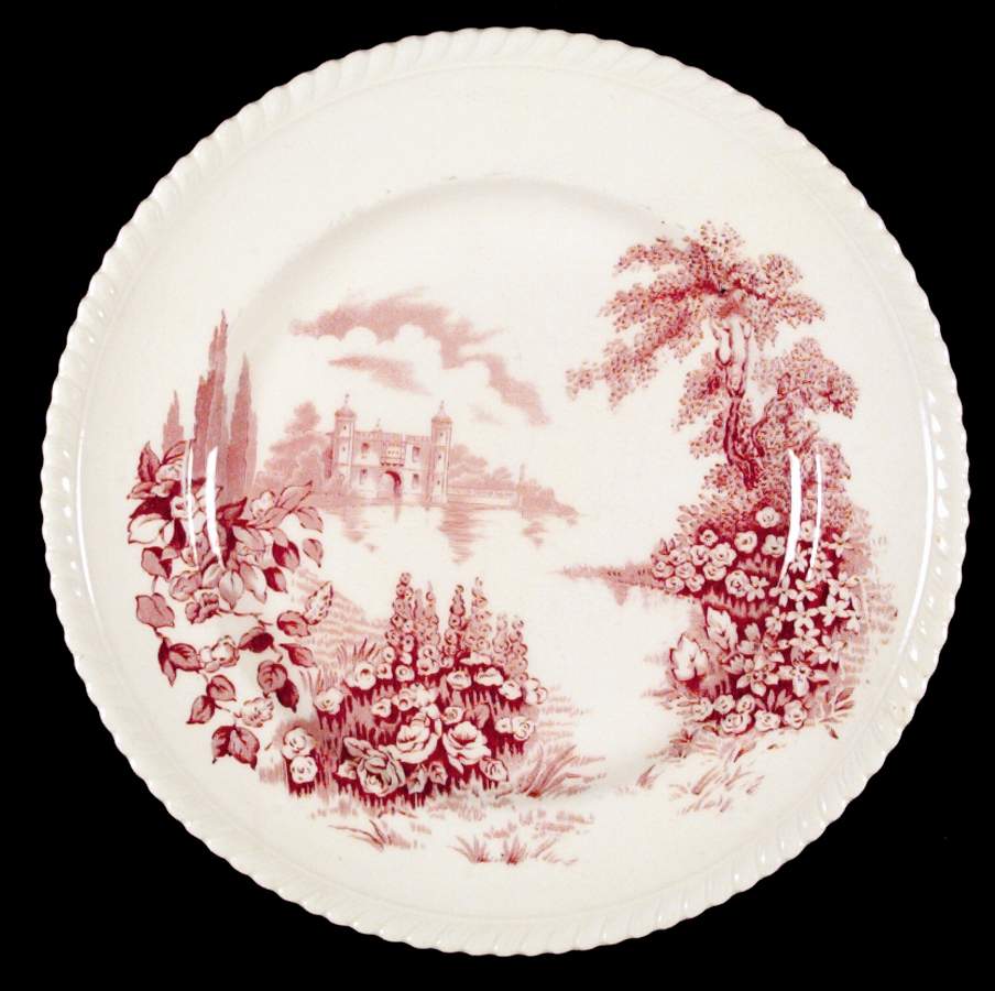 Castle On The Lake Pink Red Dinner Plate by Johnson Brothers-1