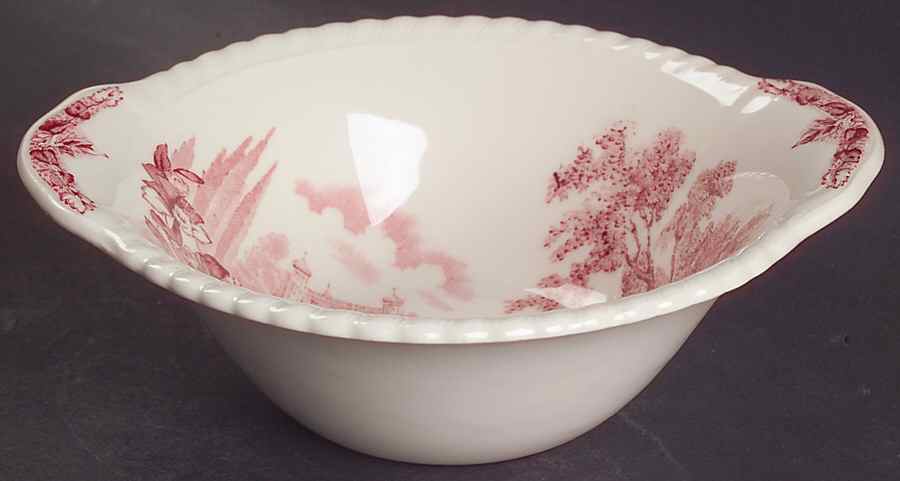 Castle On The Lake Pink Red Lugged Cereal Bowl by Johnson Brothers-1