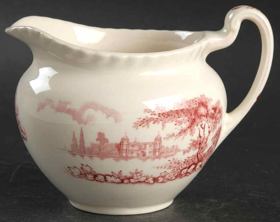 Castle On The Lake Pink Red Creamer by Johnson Brothers-1