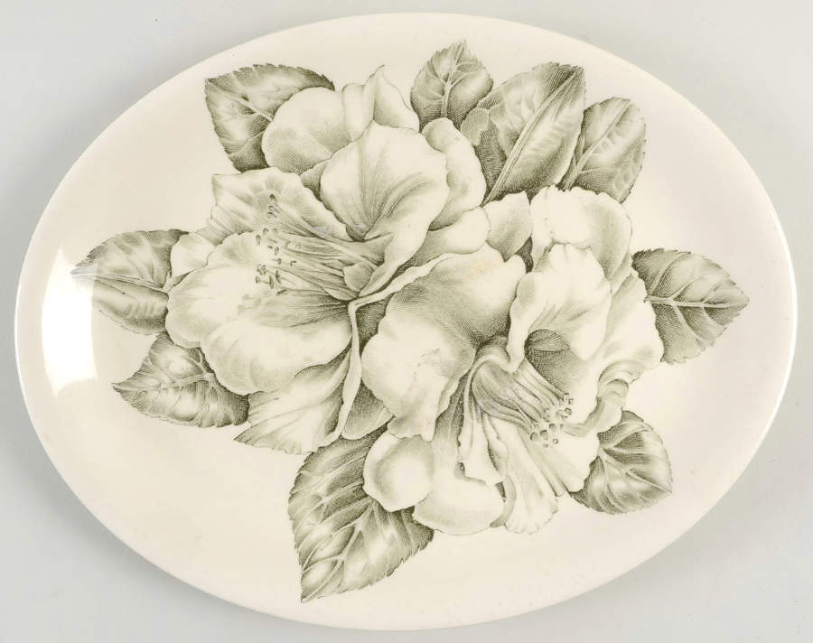 Camellia Green 12" Oval Serving Platter by Johnson Brothers-1