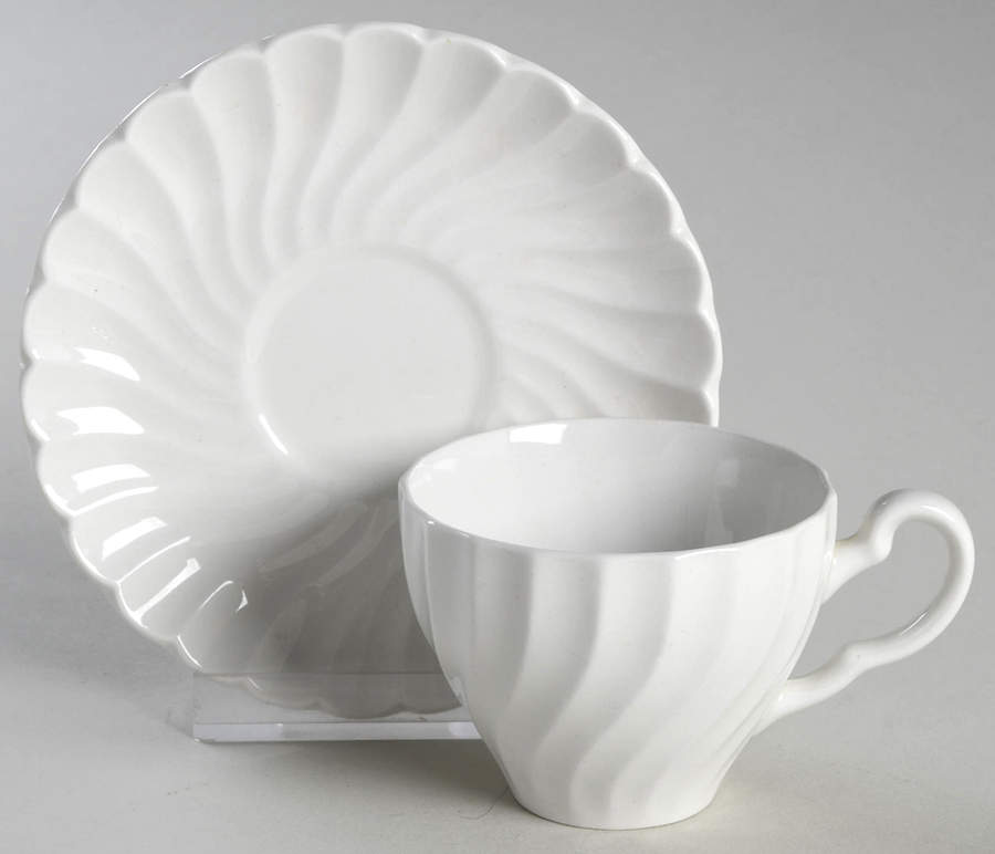 Regency (Made in England, Earthenware Ironstone) Flat Demitasse Cup & Saucer Set by Johnson Brothers-1