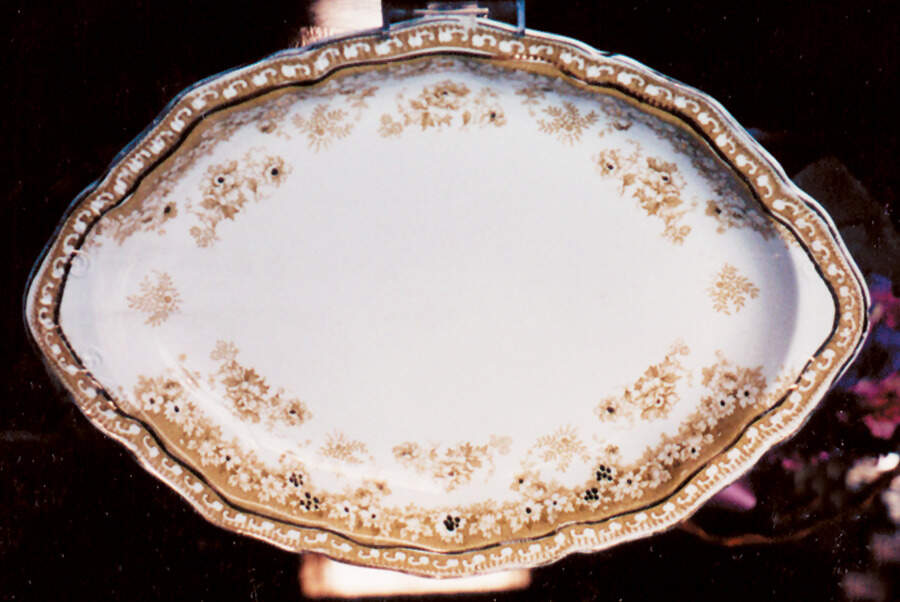 Carlton (Brown Flowers) 12" Oval Serving Platter by Johnson Brothers-1