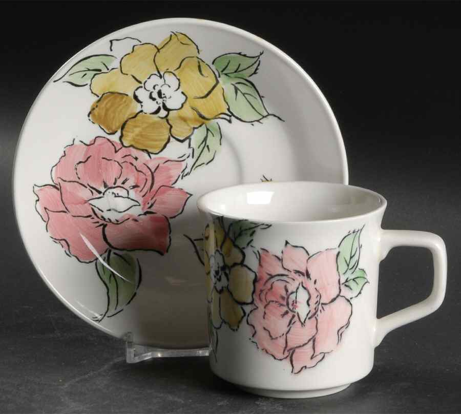 Carmel Flat Cup & Saucer Set by Johnson Brothers-1