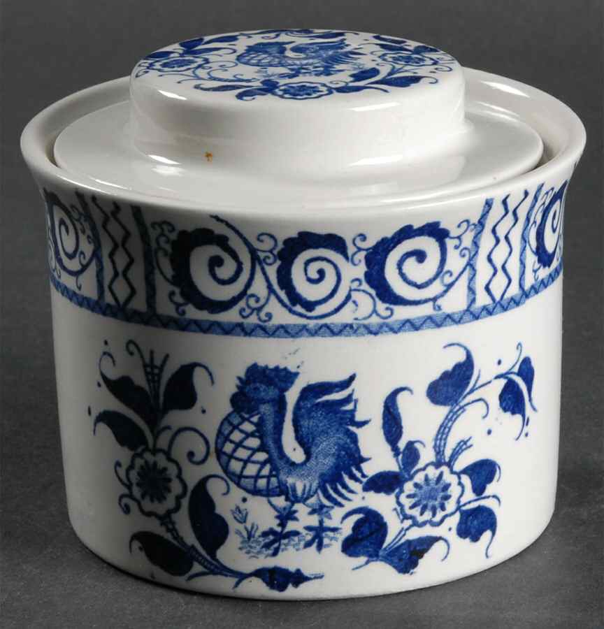 Chanticleer Blue Sugar Bowl & Lid by Johnson Brothers-1