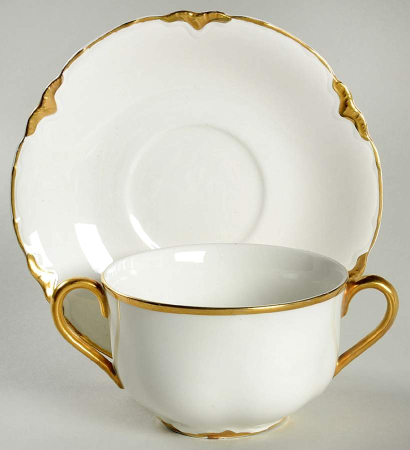 Chantilly Gold Flat Bouillon Cup & Saucer by Johnson Brothers-1