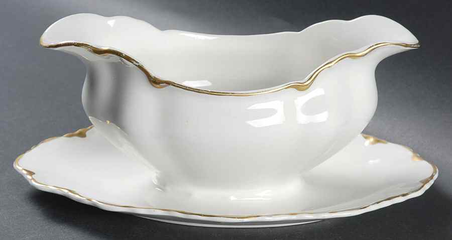 Chantilly Gold Gravy Boat with Attached Underplate by Johnson Brothers-1