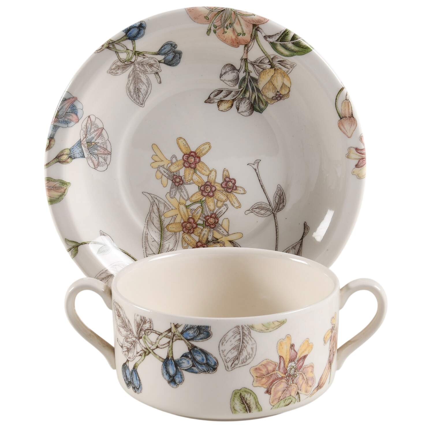 Chloe Flat Cream Soup Bowl & Saucer Set by Johnson Brothers-1