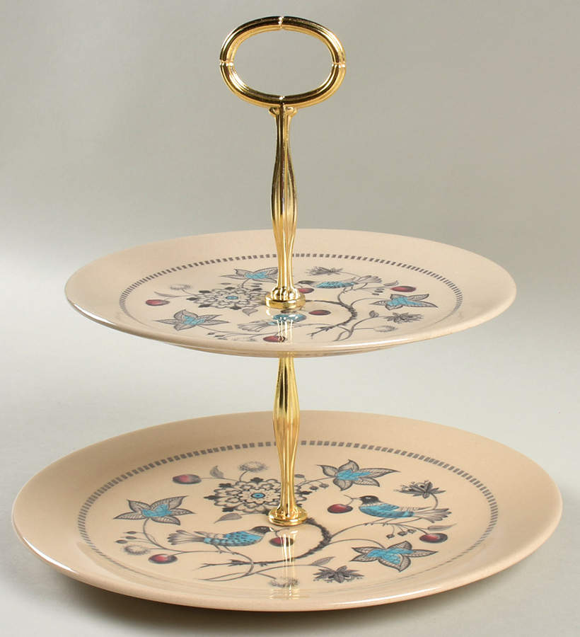 Cherry Thieves 2 Tiered Serving Tray (Dinner & Salad Plate) by Johnson Brothers-1