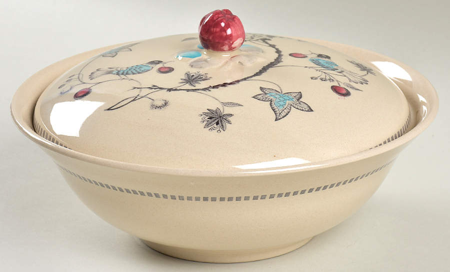 Cherry Thieves Round Covered Vegetable by Johnson Brothers-1