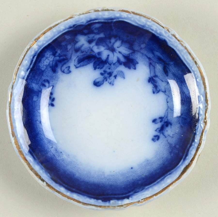 Clayton (Flow Blue, Gold Trim) Butter Pat by Johnson Brothers-1