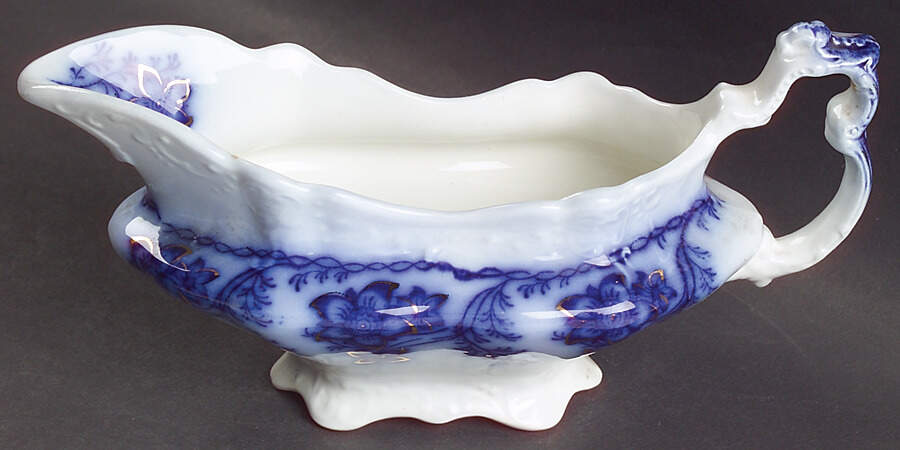Claremont Flow Blue (Embossed) Gravy Boat by Johnson Brothers-1