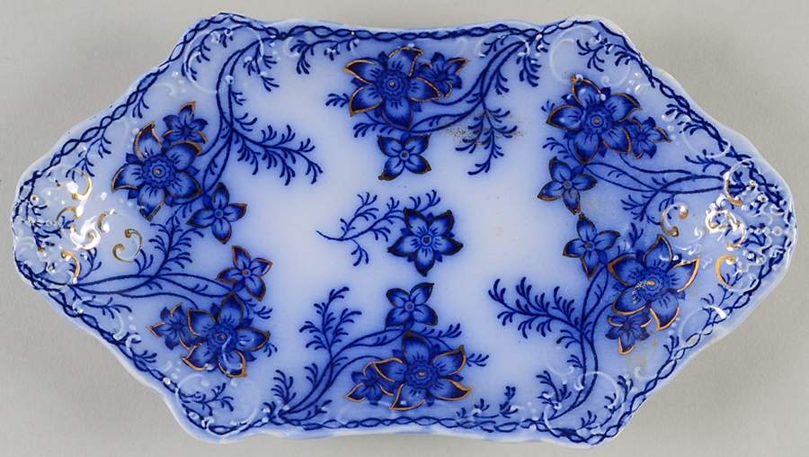 Claremont Flow Blue (Embossed) Relish/Gravy Underplate by Johnson Brothers-1