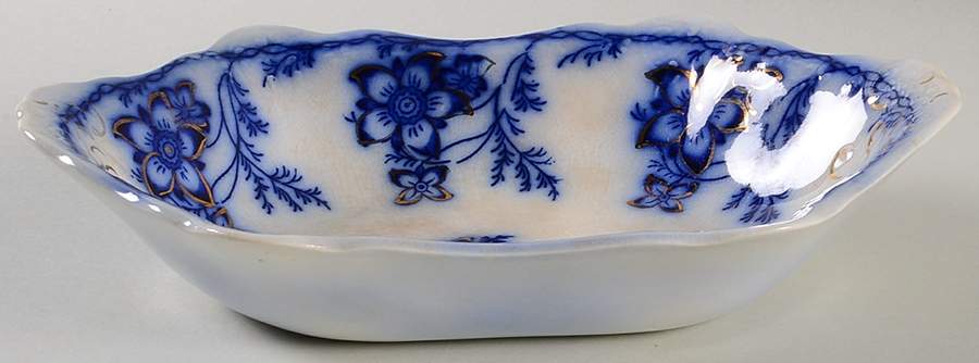 Claremont Flow Blue (Embossed) 9" Oval Vegetable Bowl by Johnson Brothers-1