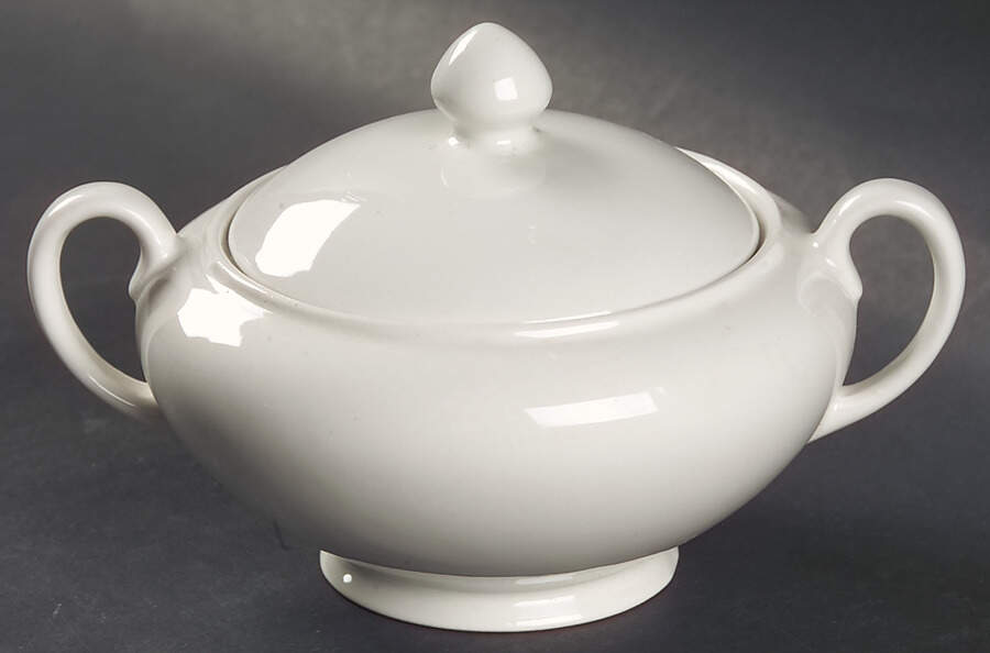 Classic White Sugar Bowl & Lid by Johnson Brothers-1