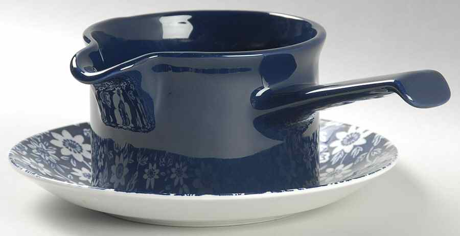 Country Cupboard Blue Round Gravy Boat & Underplate by Johnson Brothers-1