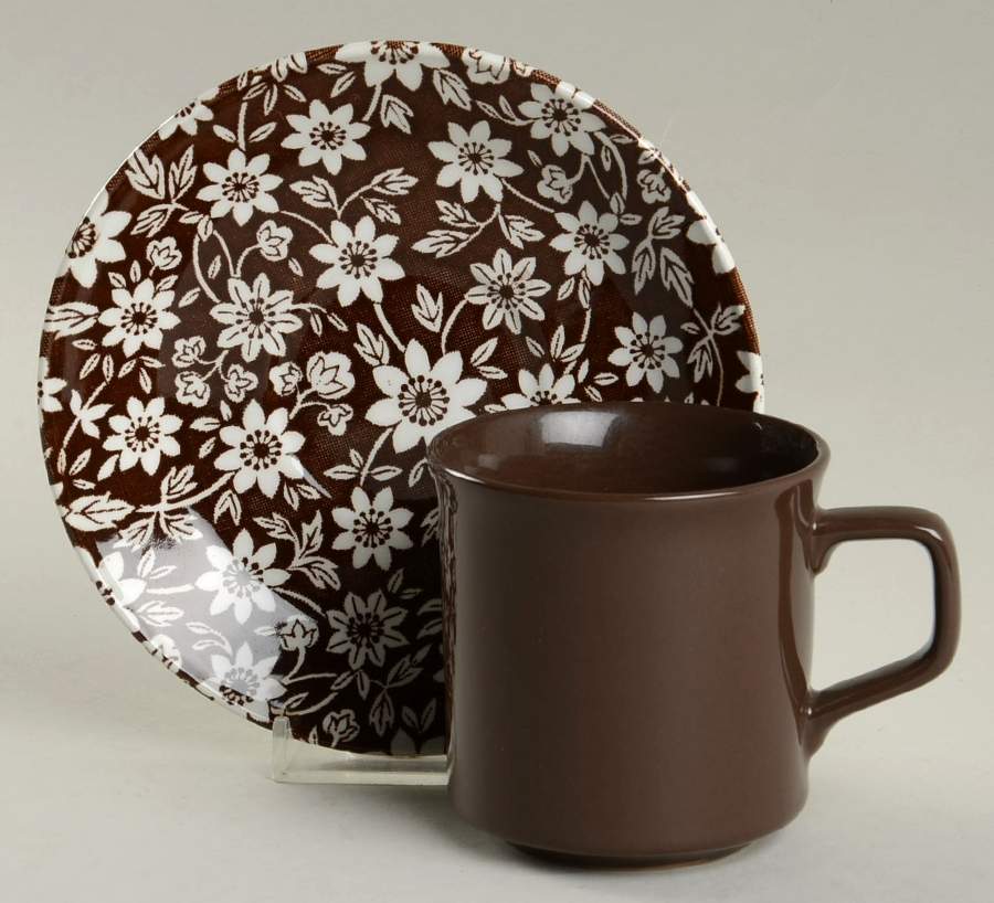 Country Cupboard Brown Flat Cup & Saucer Set by Johnson Brothers-1