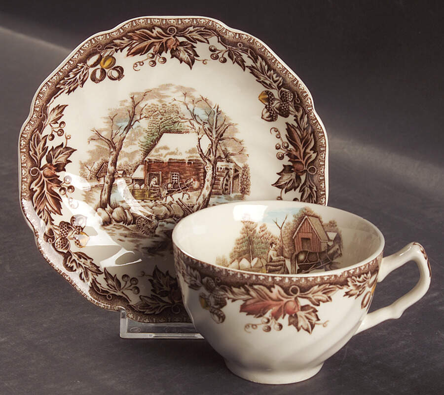 Country Life Flat Cup & Saucer Set by Johnson Brothers-1