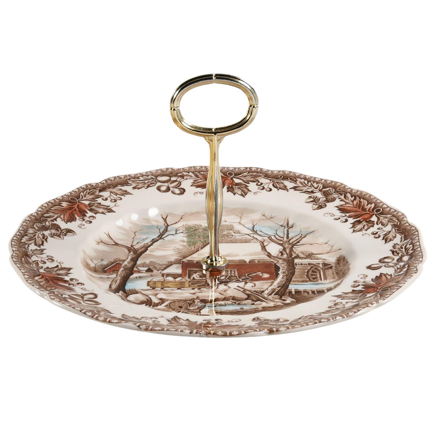 Country Life Round Serving Plate with Center Handle (Dp) Hc by Johnson Brothers-1
