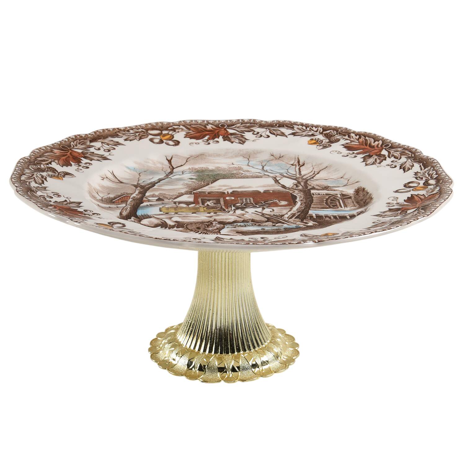 Country Life Cake Stand with 4"-5" Metal Pedestal  Hc by Johnson Brothers-1