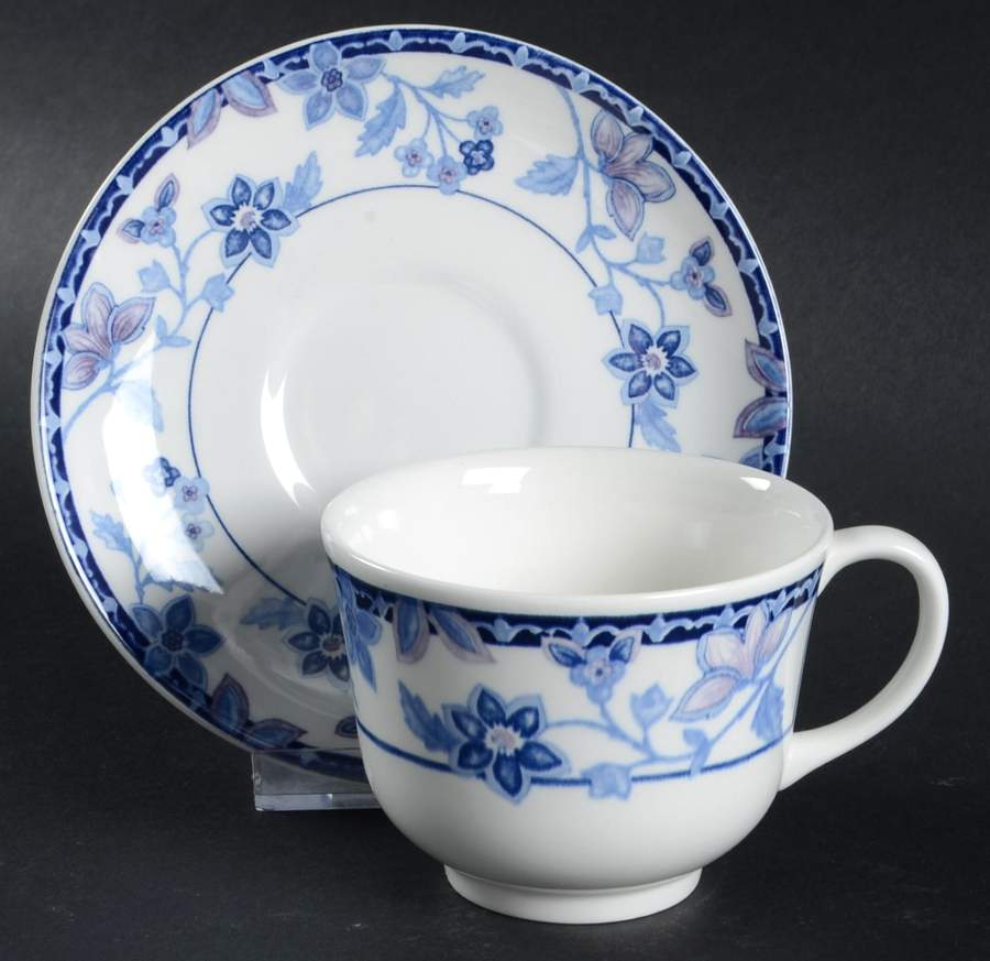 Cornflower Footed Cup & Saucer Set by Johnson Brothers-1