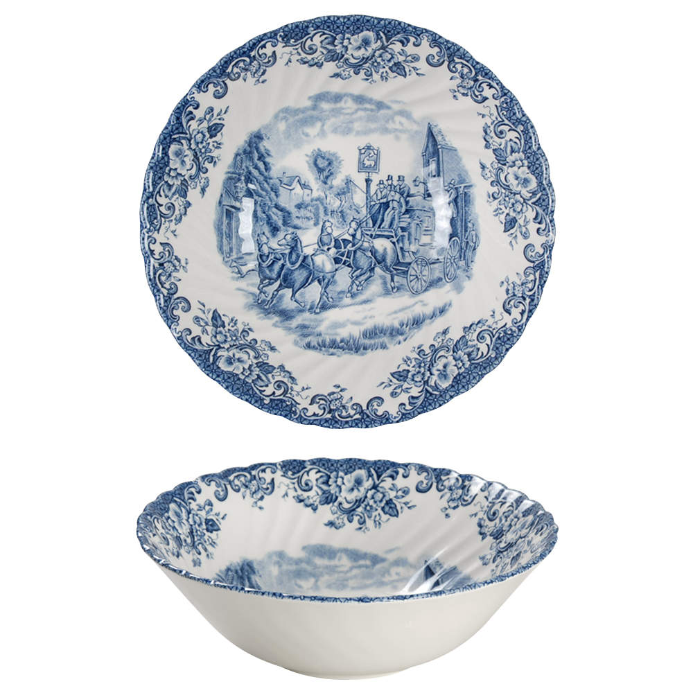 Coaching Scenes Blue 8" Round Vegetable Bowl by Johnson Brothers-1