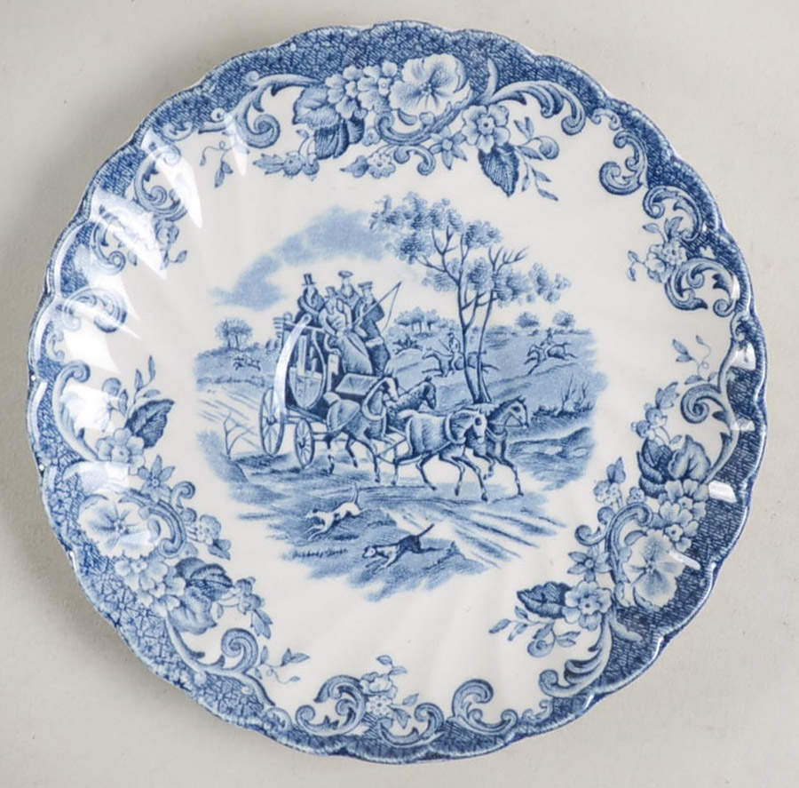 Coaching Scenes Blue Saucer for Flat Cup by Johnson Brothers-1