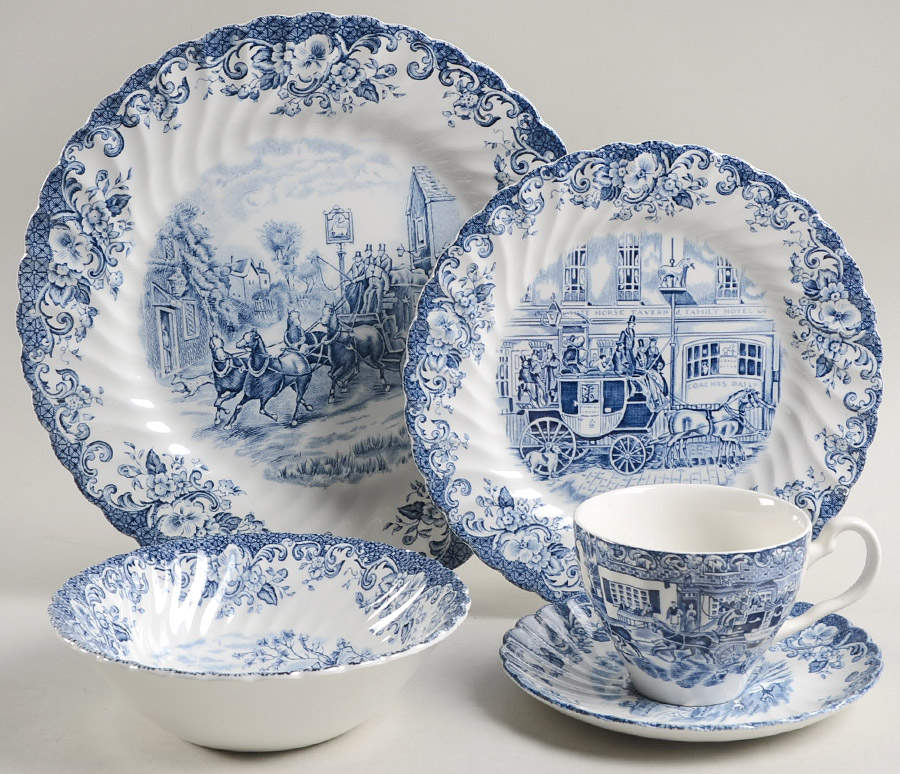 Coaching Scenes Blue 5 Piece Place Setting by Johnson Brothers-1
