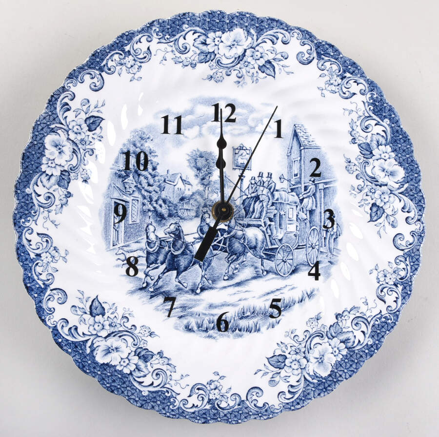 Coaching Scenes Blue 1-2" depth  Clock Plate HC by Johnson Brothers-1
