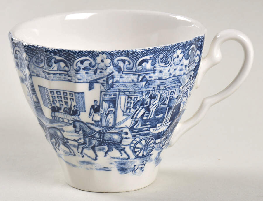 Coaching Scenes Blue Flat Cup by Johnson Brothers-1