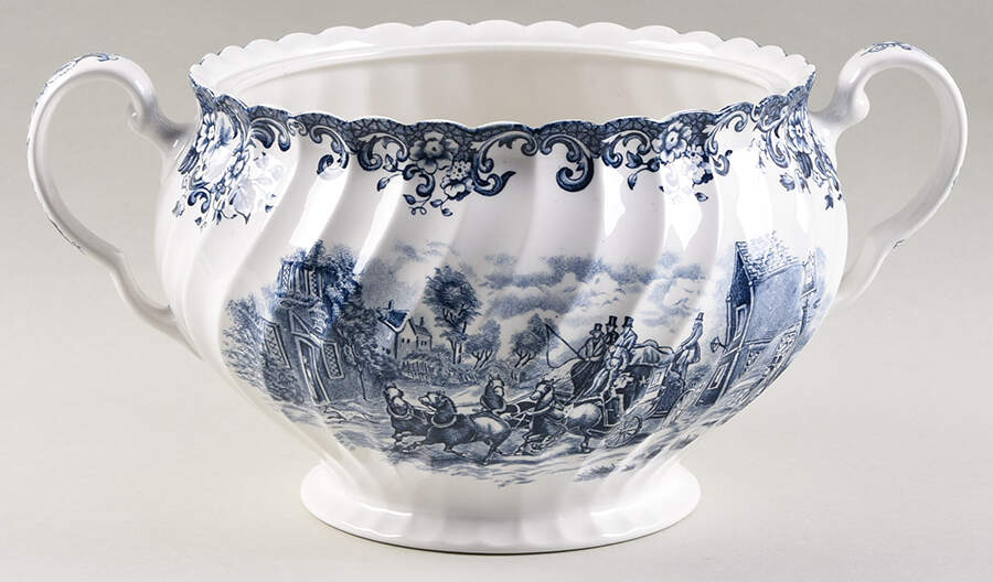 Coaching Scenes Blue Tureen No Lid by Johnson Brothers-1
