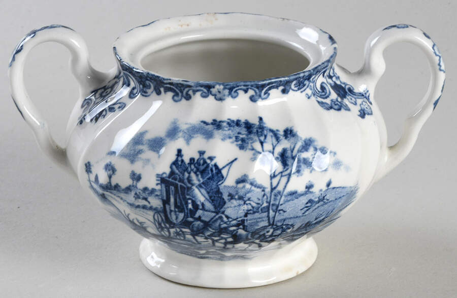 Coaching Scenes Blue Mini Sugar Bowl No Lid by Johnson Brothers-1