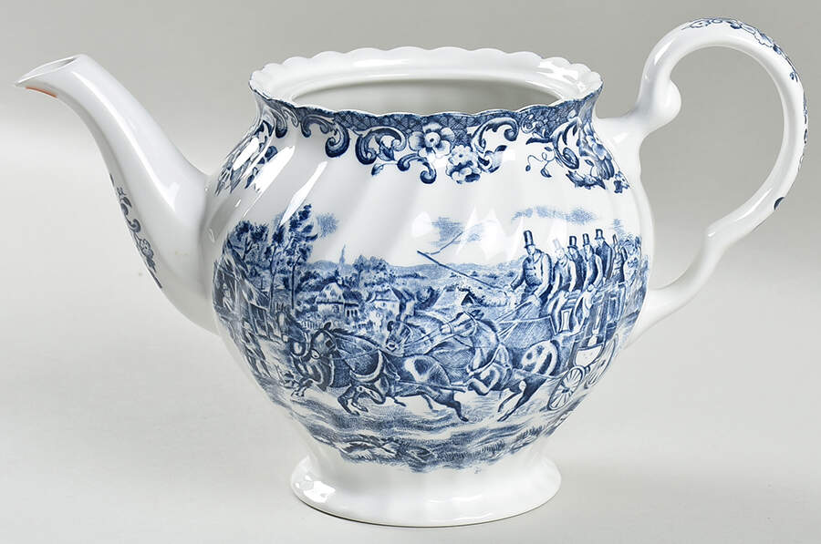 Coaching Scenes Blue Teapot No Lid by Johnson Brothers-1