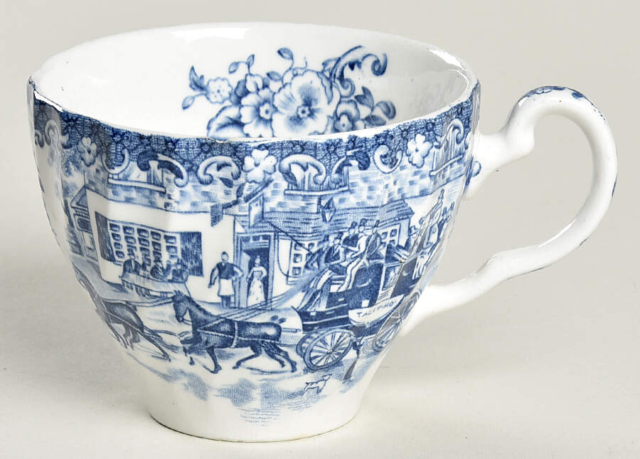 Coaching Scenes Blue Flat Cup by Johnson Brothers-1