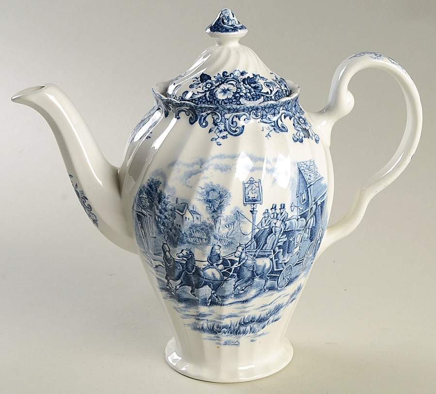 Coaching Scenes Blue Mini Coffee Pot & Lid by Johnson Brothers-1