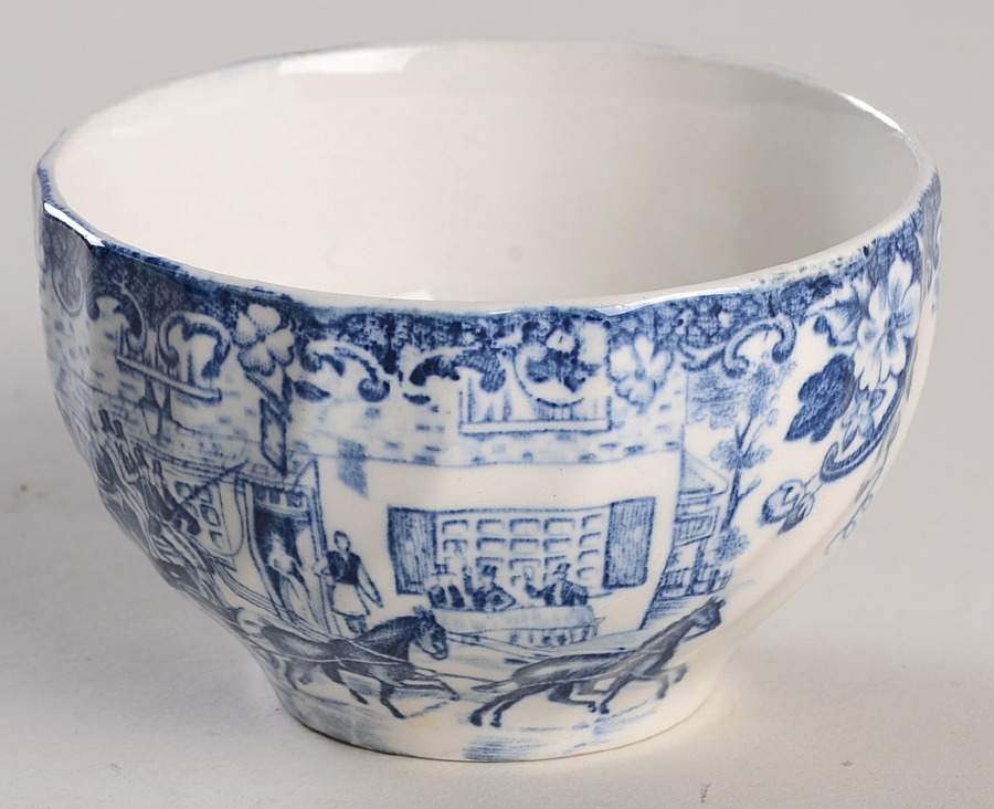 Coaching Scenes Blue Mini Open Sugar Bowl by Johnson Brothers-1