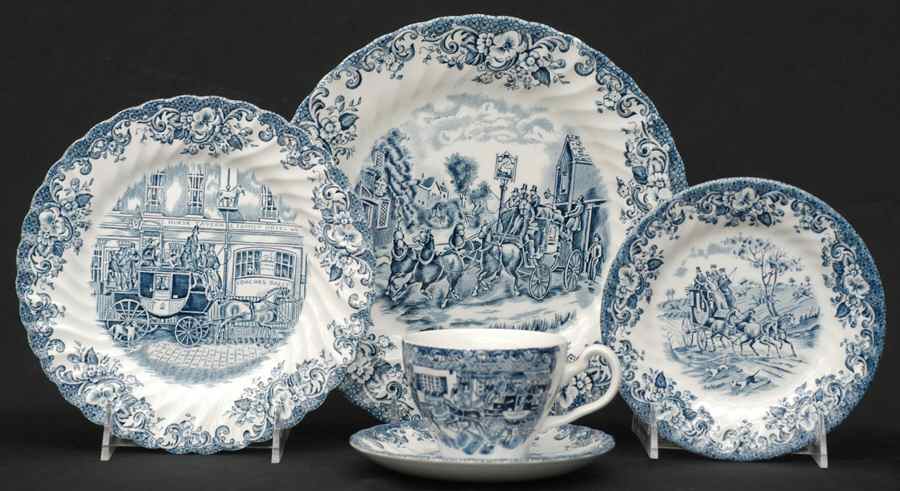Coaching Scenes Blue 5 Piece Place Setting by Johnson Brothers-1