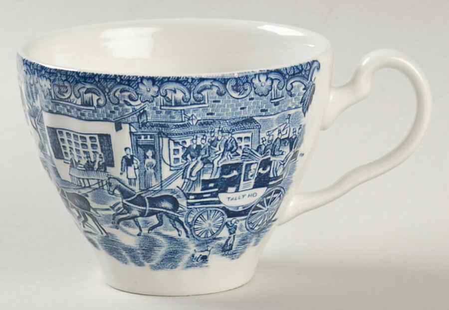 Coaching Scenes Blue Flat Cup by Johnson Brothers-1